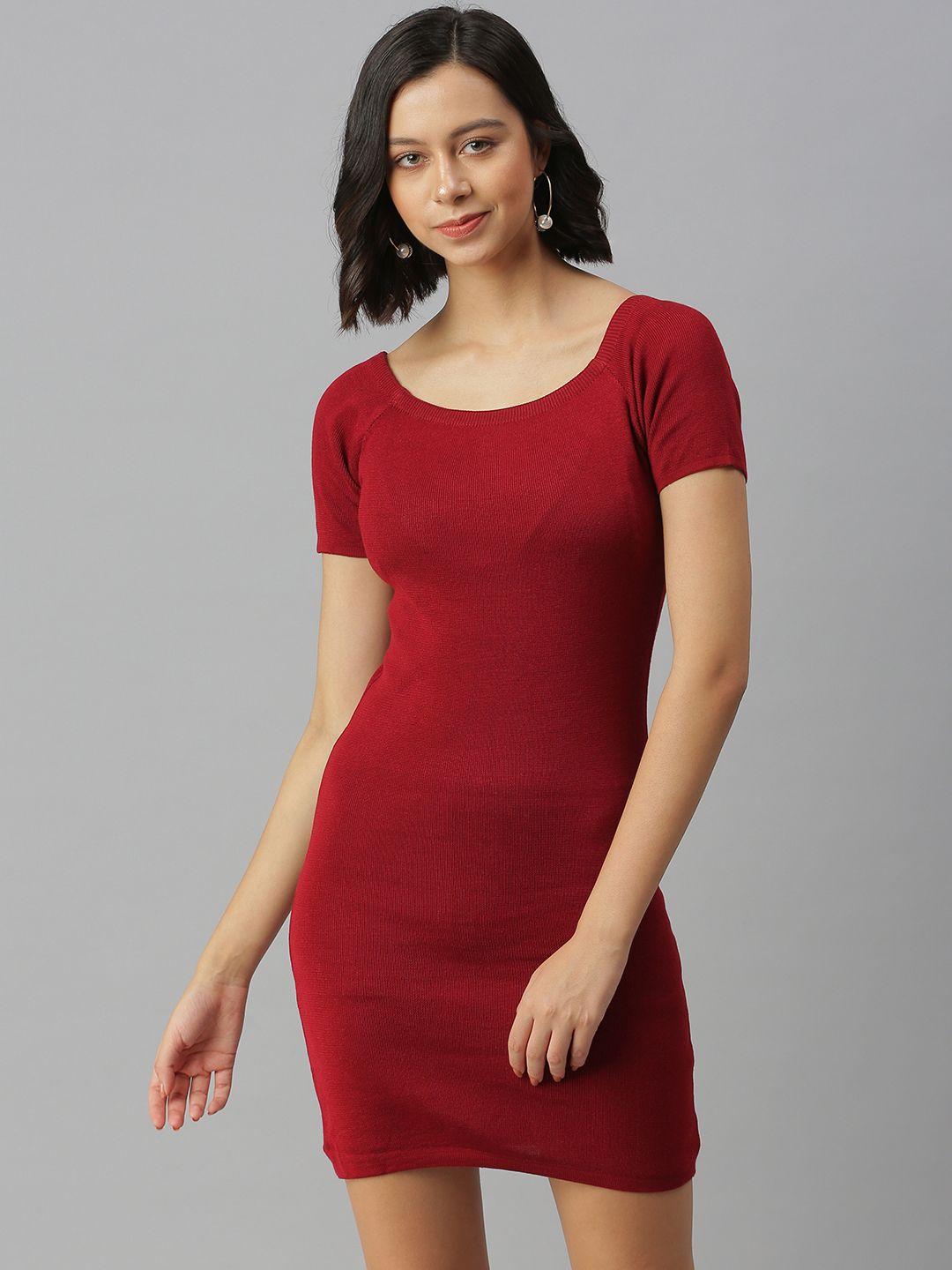 showoff maroon bodycon dress