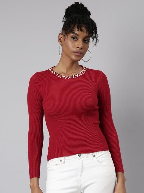 showoff maroon embellished top