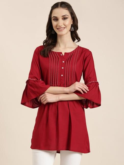 showoff maroon regular fit kurti