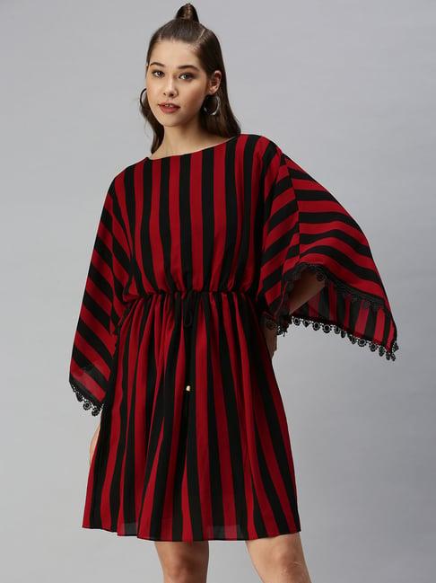 showoff maroon striped kaftan dress
