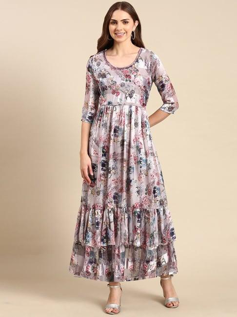 showoff mauve floral print gown