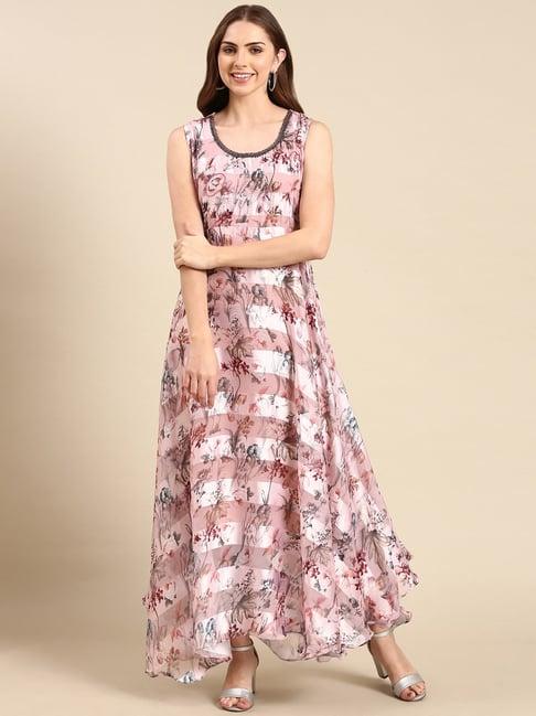 showoff mauve floral print gown