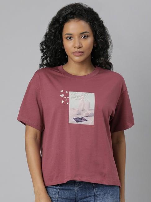 showoff mauve printed t-shirt