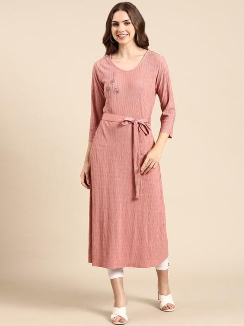 showoff mauve regular fit kurta