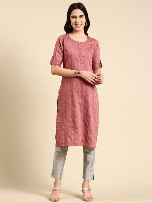 showoff mauve striped kurta