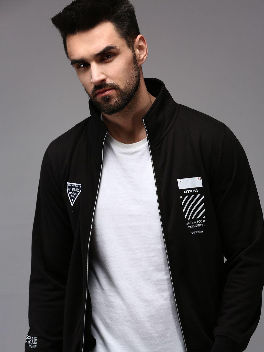 showoff men black cotton sweatshirt