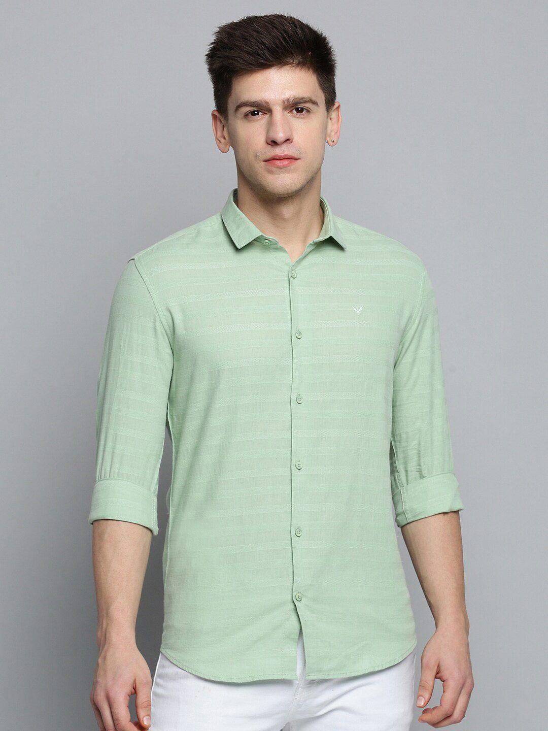 showoff men classic horizontal striped casual cotton shirt