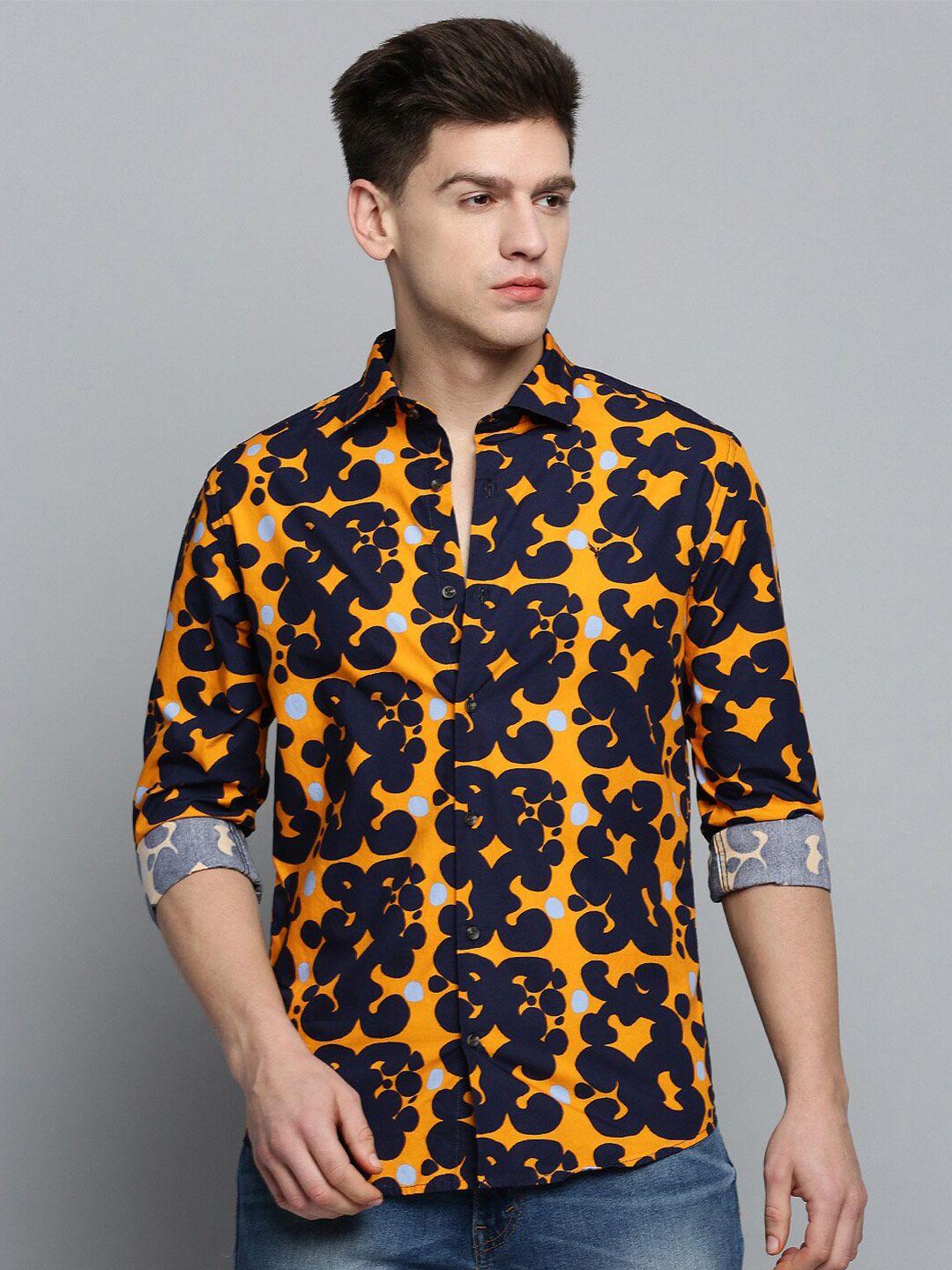 showoff men comfort abstract printed casual cotton shirt