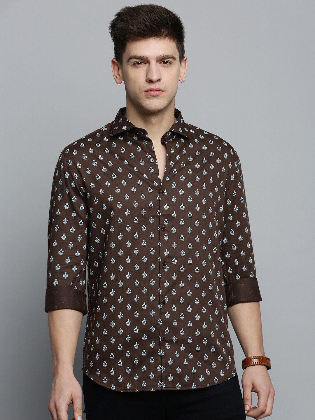 showoff men comfort ethnic motifs printed casual cotton shirt