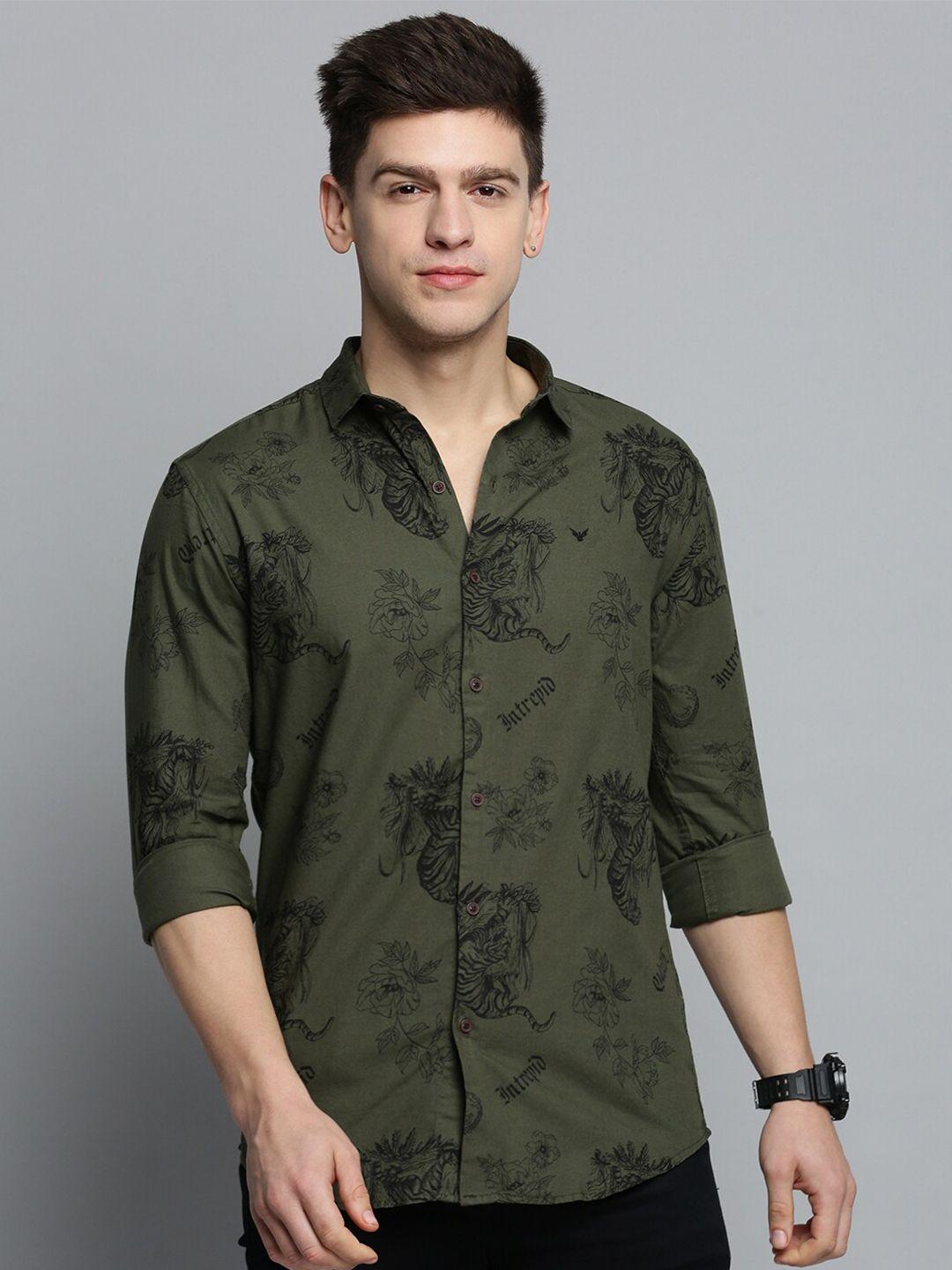 showoff men comfort floral printed casual cotton shirt