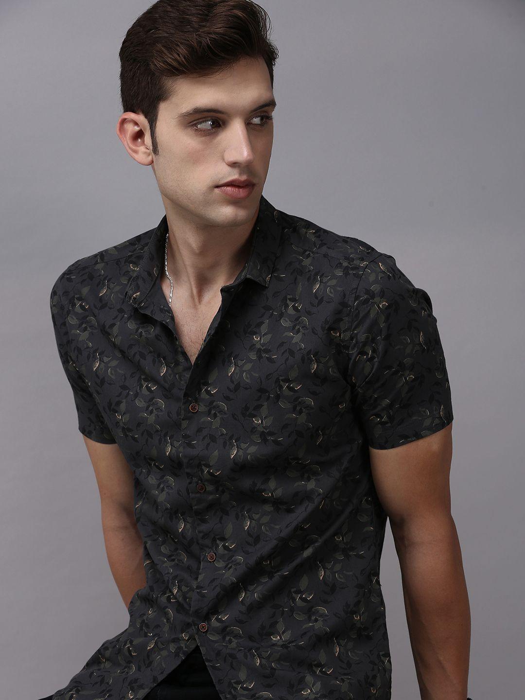 showoff men comfort floral printed cotton casual shirt