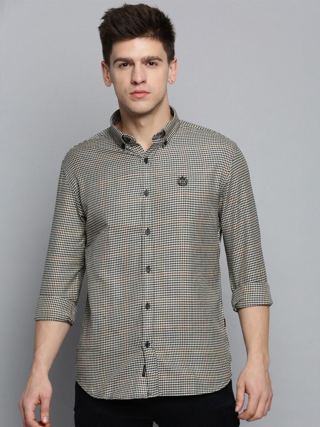 showoff men comfort micro checked casual cotton shirt