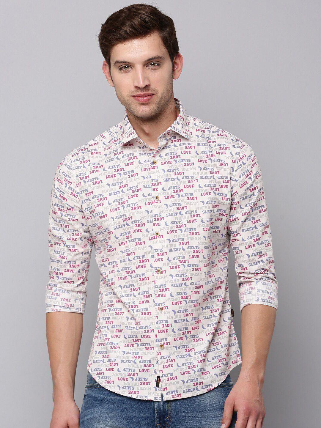 showoff men comfort printed casual cotton shirt