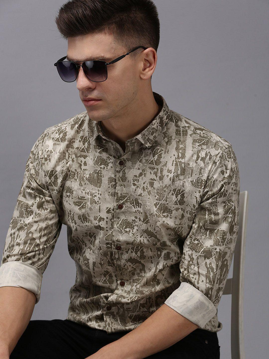 showoff men comfort printed cotton casual shirt