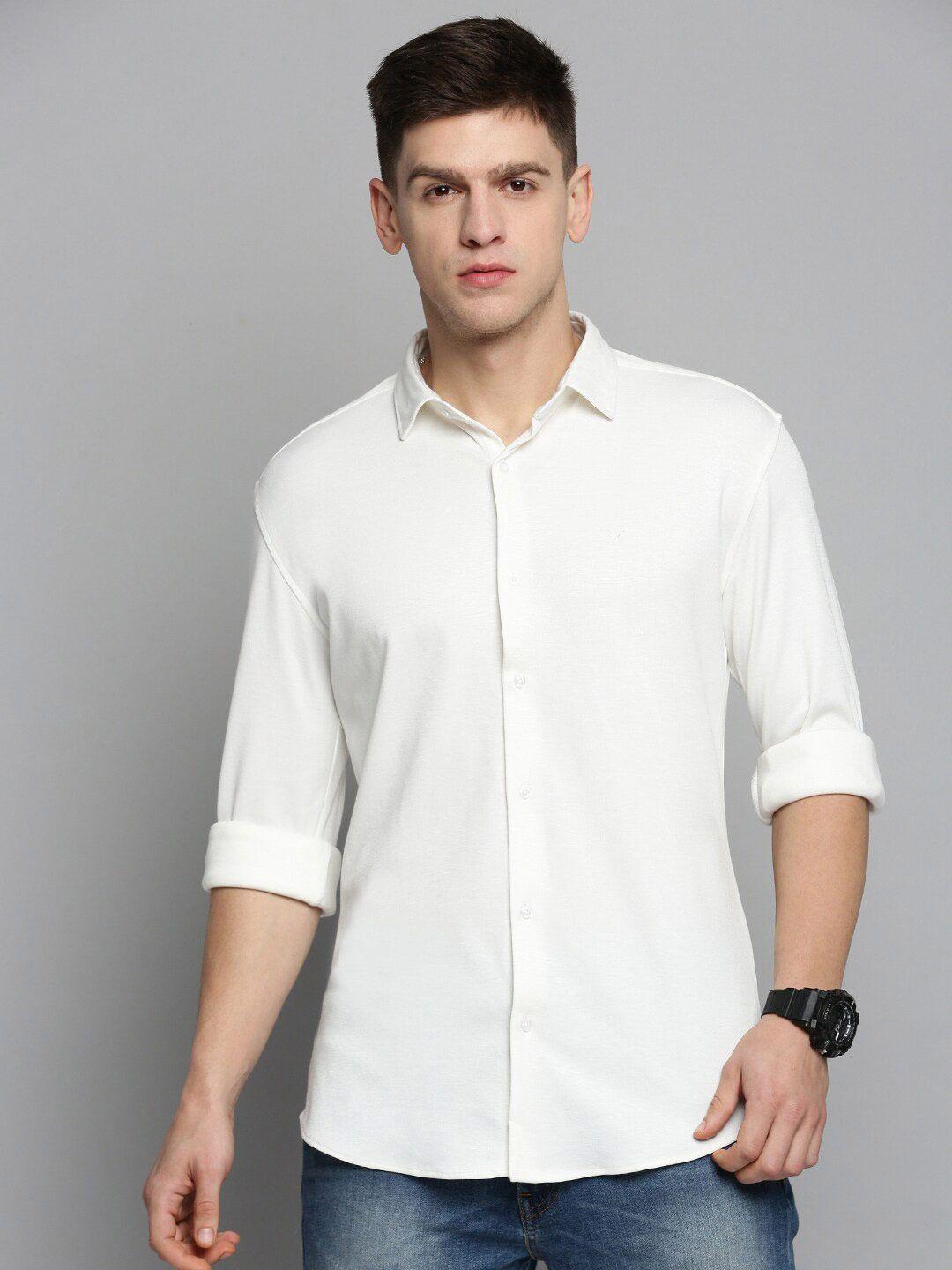 showoff men comfort slim fit knitted casual cotton shirt