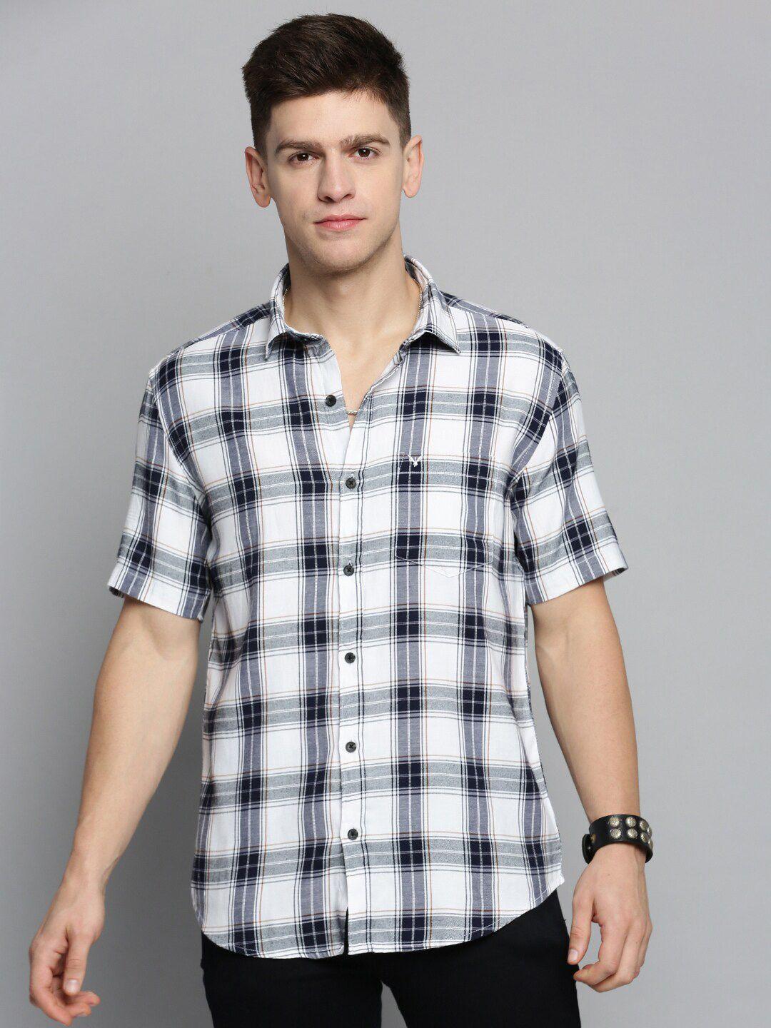 showoff men comfort tartan checked cotton casual shirt