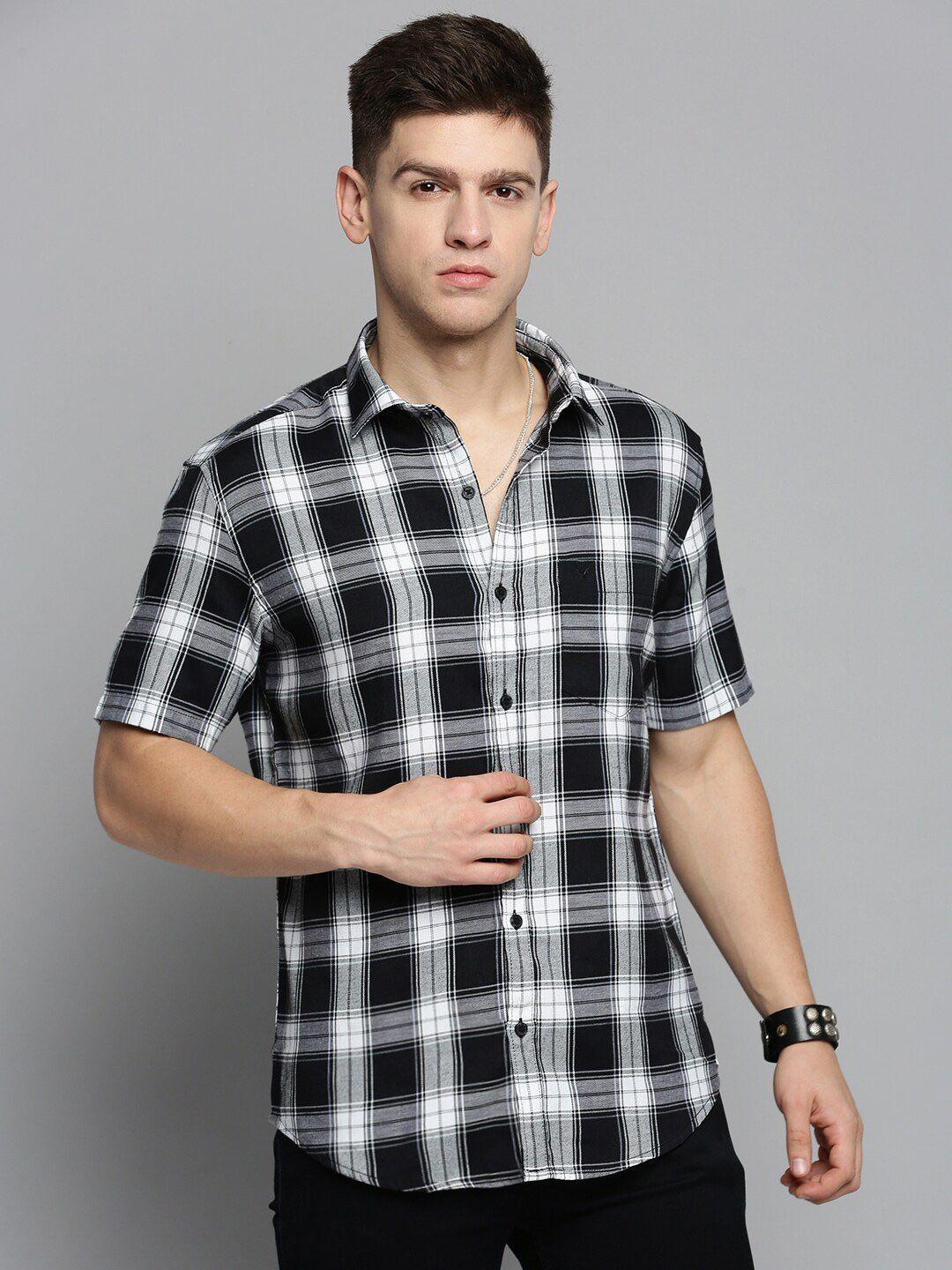 showoff men comfort tartan checked cotton casual shirt