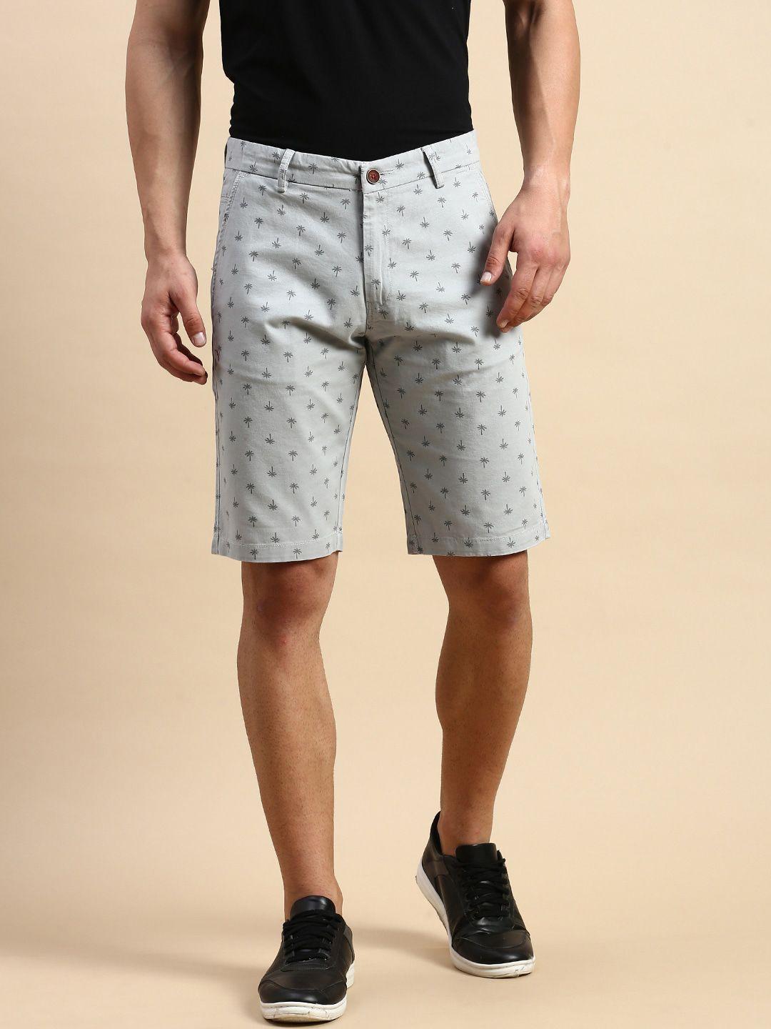 showoff men conversational printed cotton shorts