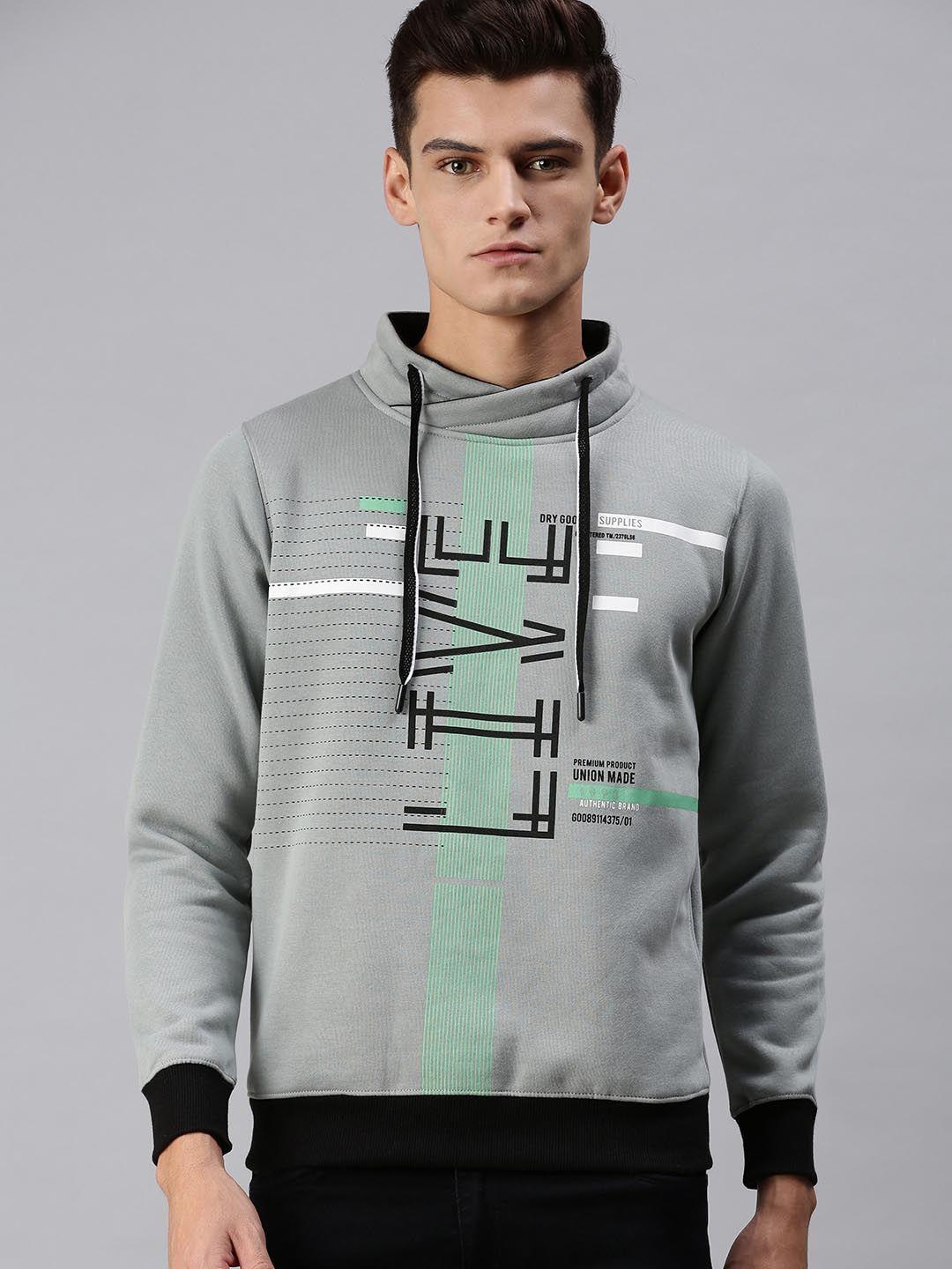 showoff men grey printed sweatshirt