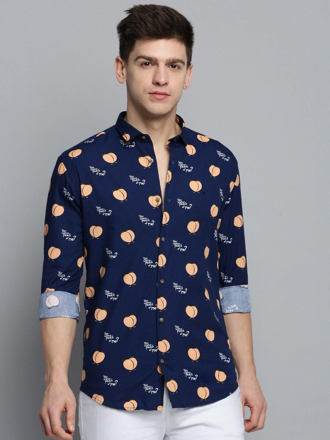 showoff men printed casual cotton shirt