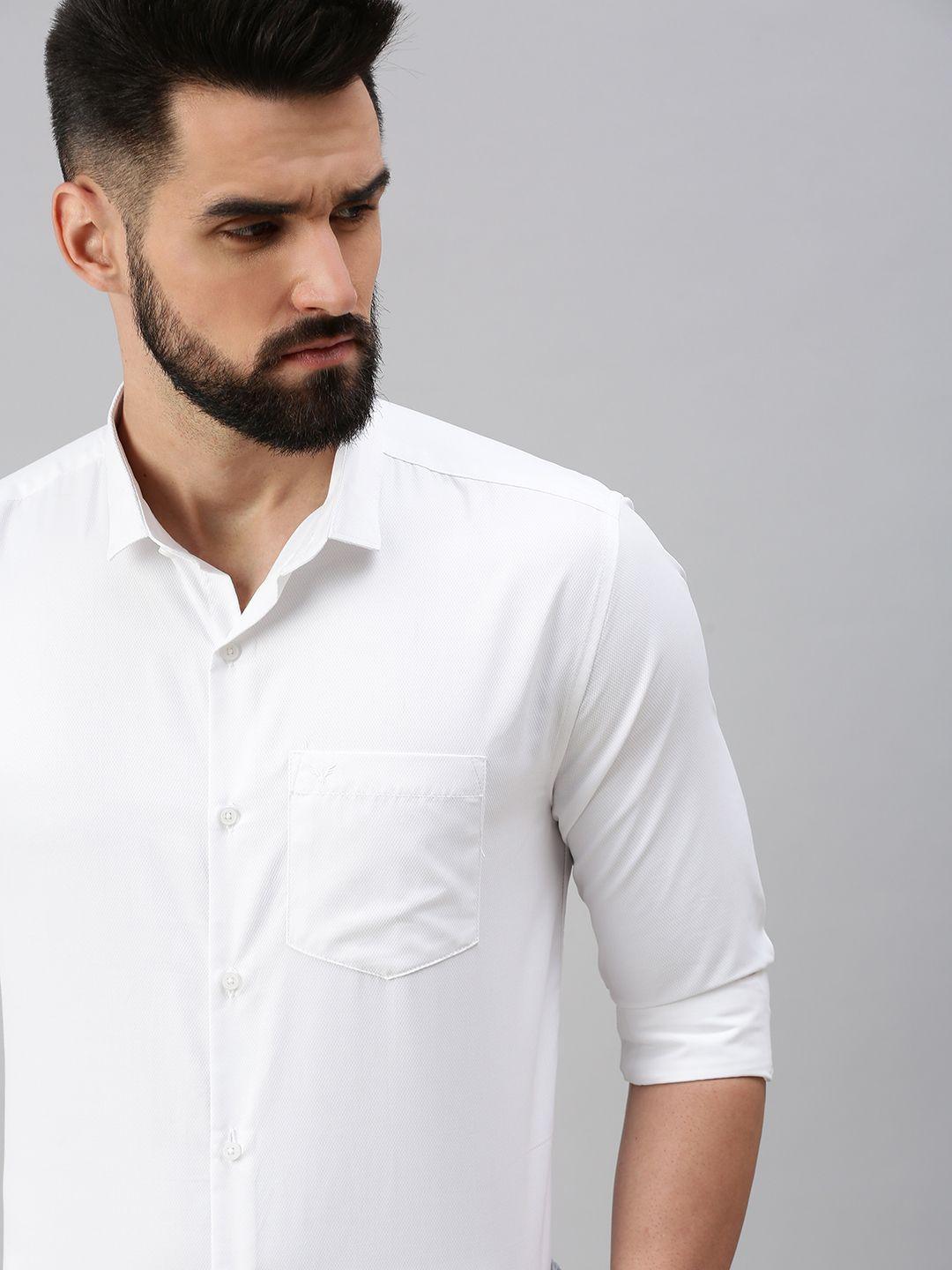 showoff men white comfort casual shirt