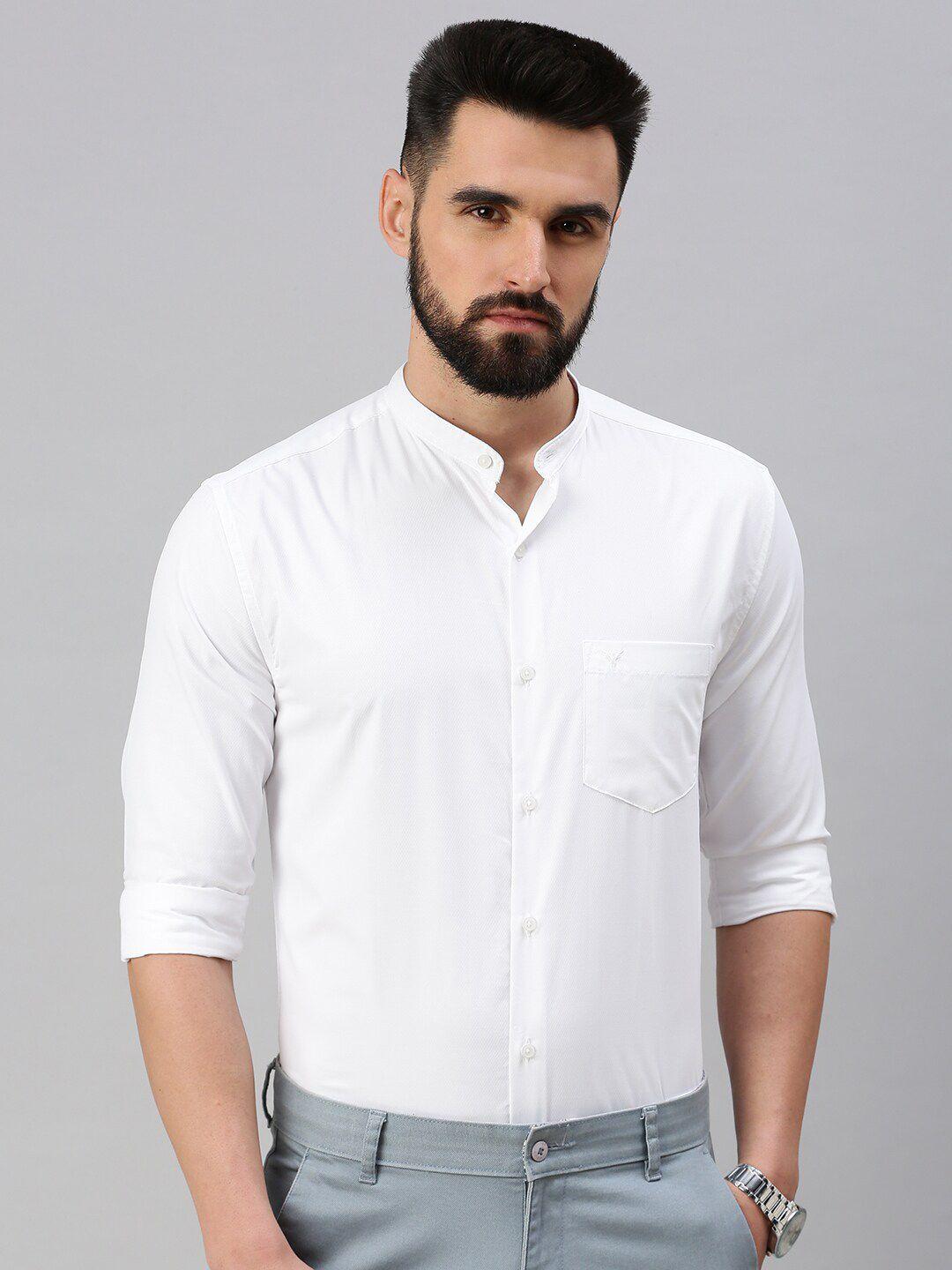showoff men white comfort casual shirt