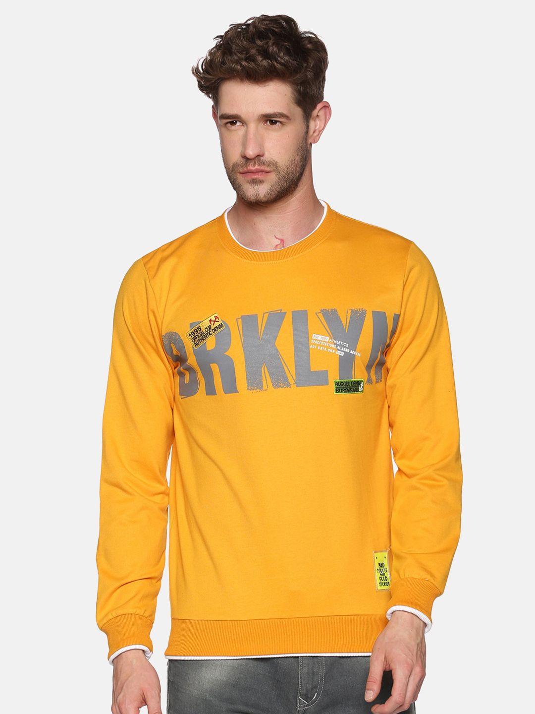 showoff men yellow printed sweatshirt