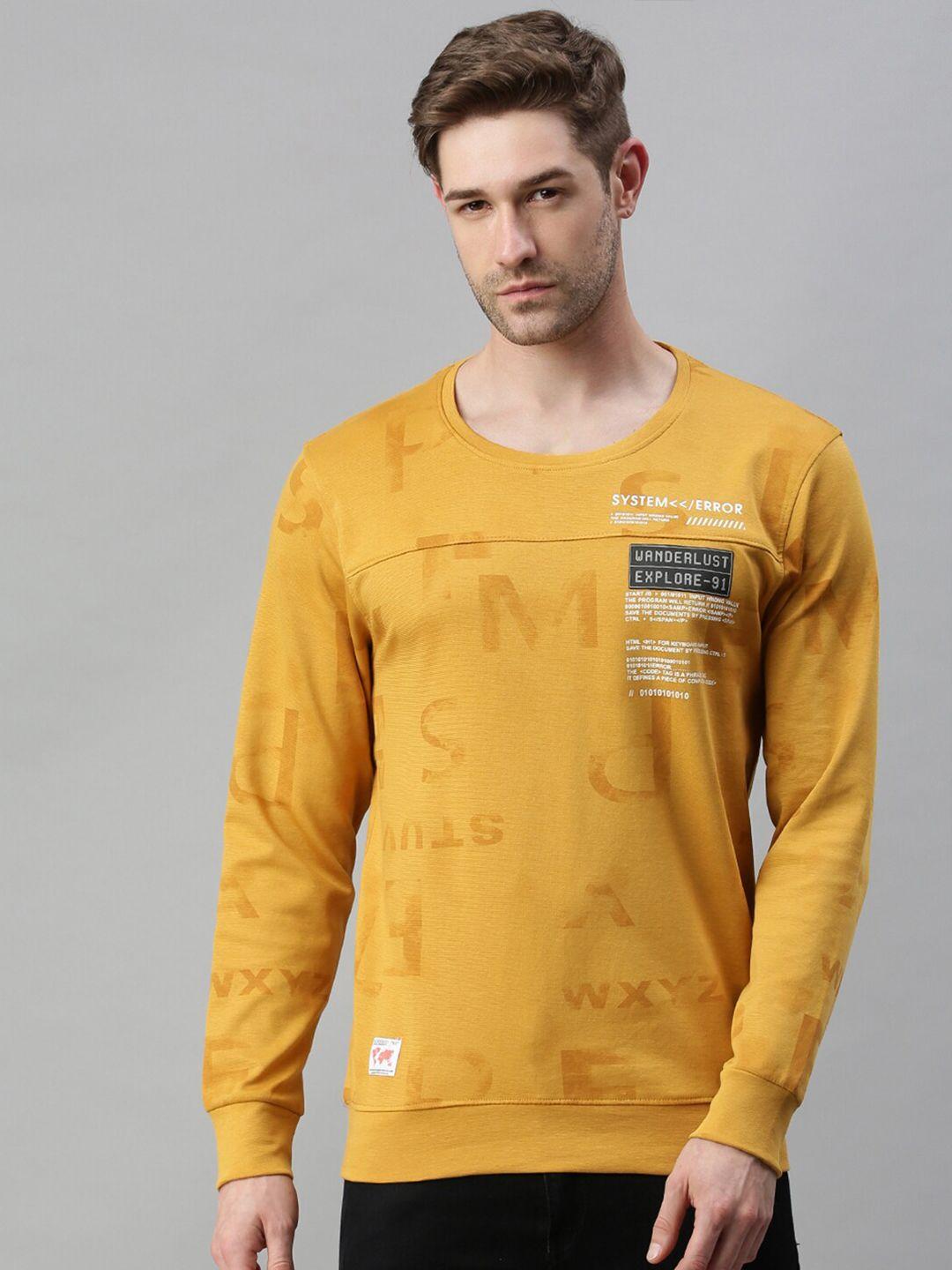 showoff men yellow printed sweatshirt