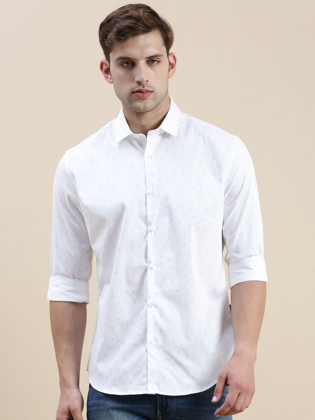 showoff micro ditsy printed standard slim fit opaque cotton casual shirt