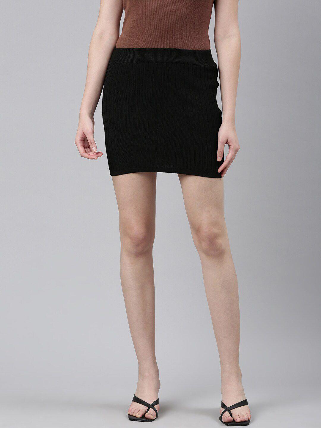 showoff mid-rise acrylic straight mini skirt