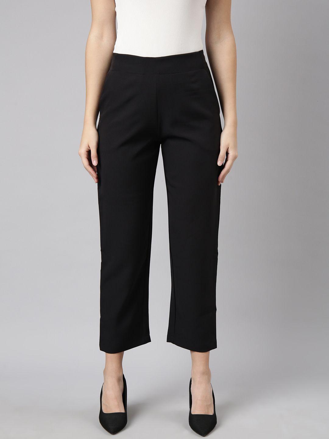 showoff mid-rise regular fit cotton comfort casual trousers