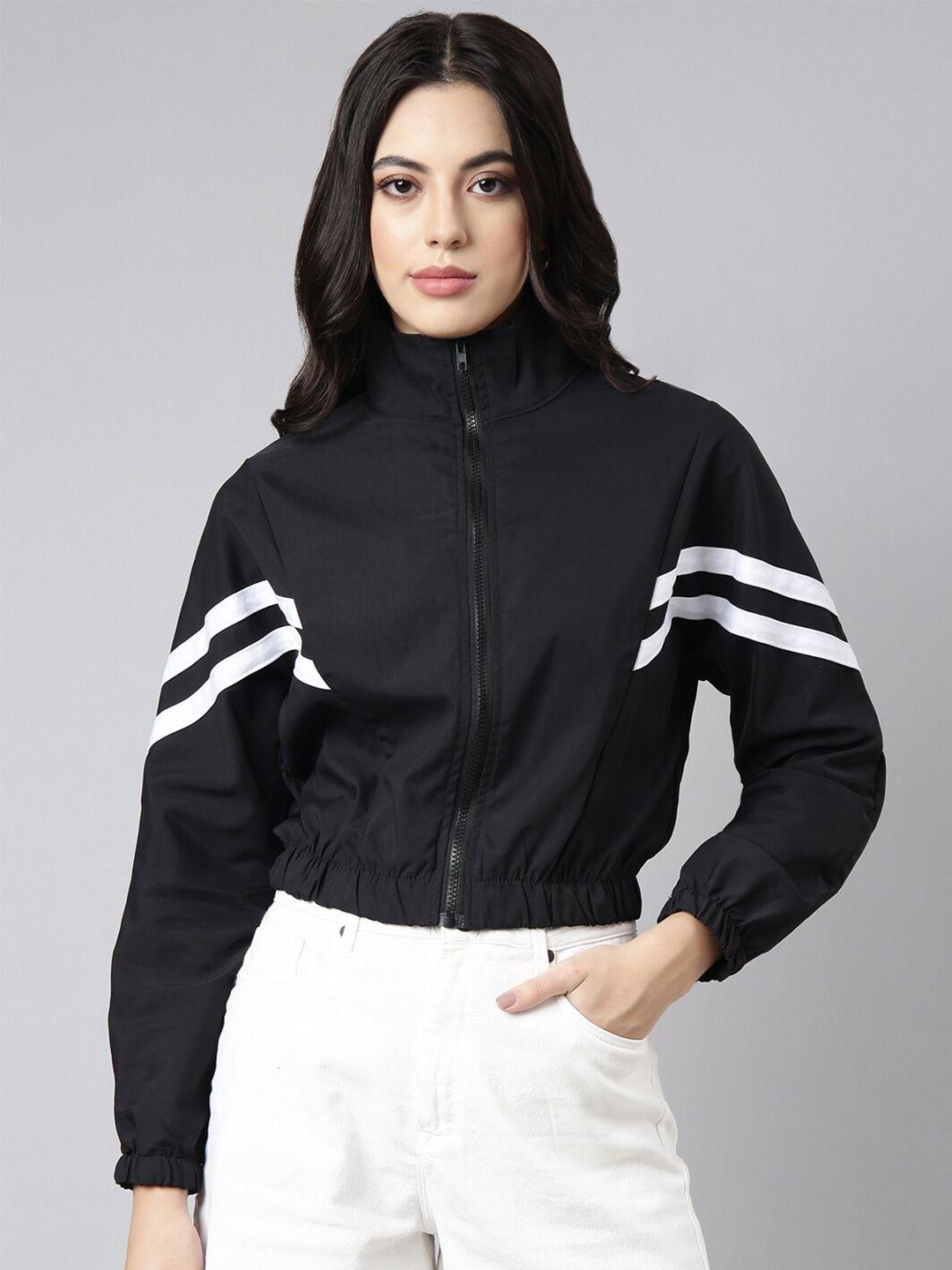 showoff mock collar windcheater crop open front jacket