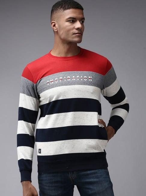 showoff multi cotton regular fit striped sweatshirt