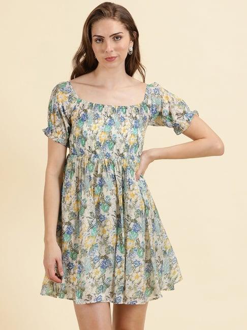 showoff multicolor floral print fit & flare dress