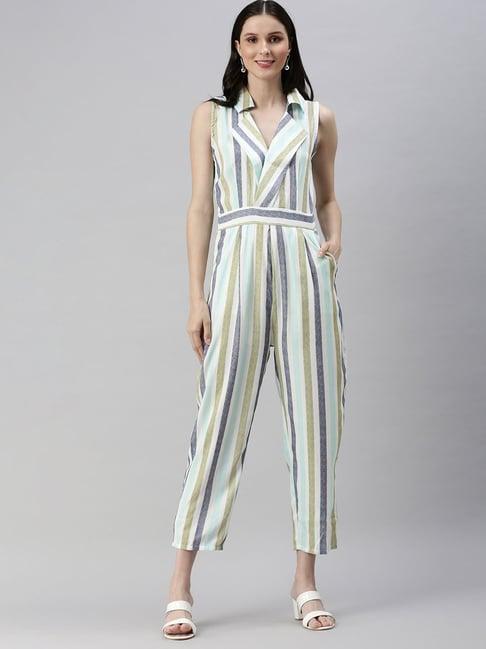 showoff multicolor striped jumpsuit