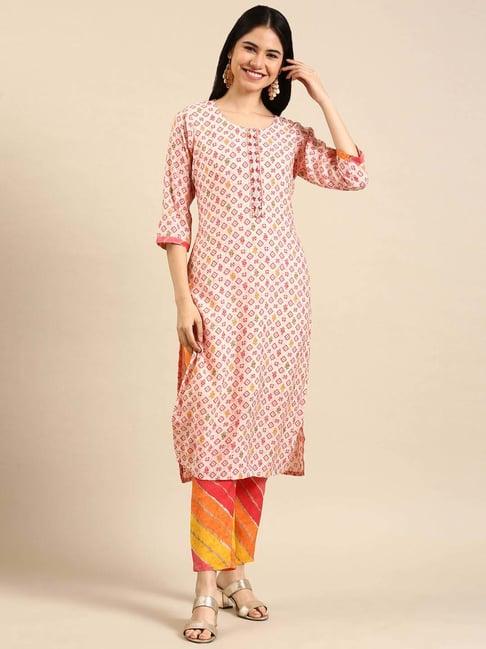 showoff multicolored printed kurta pant set