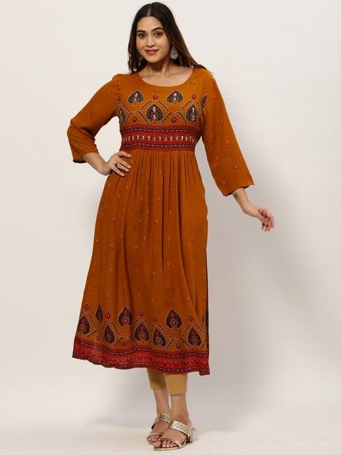 showoff mustard embellished kurta