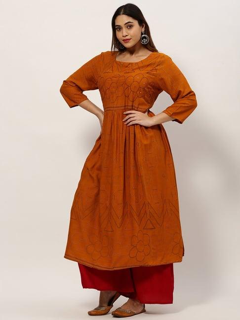 showoff mustard embellished kurta