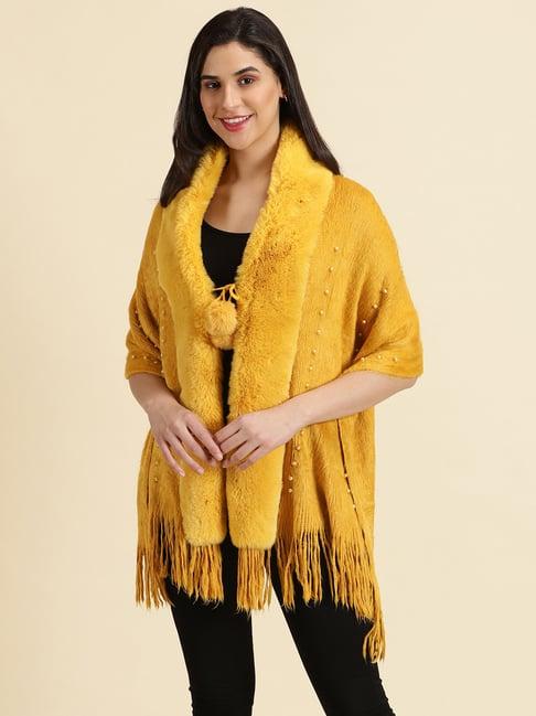 showoff mustard embellished poncho