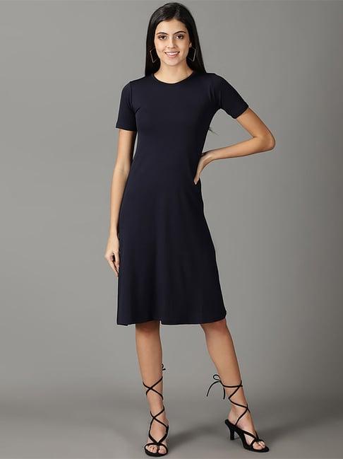 showoff navy a-line dress