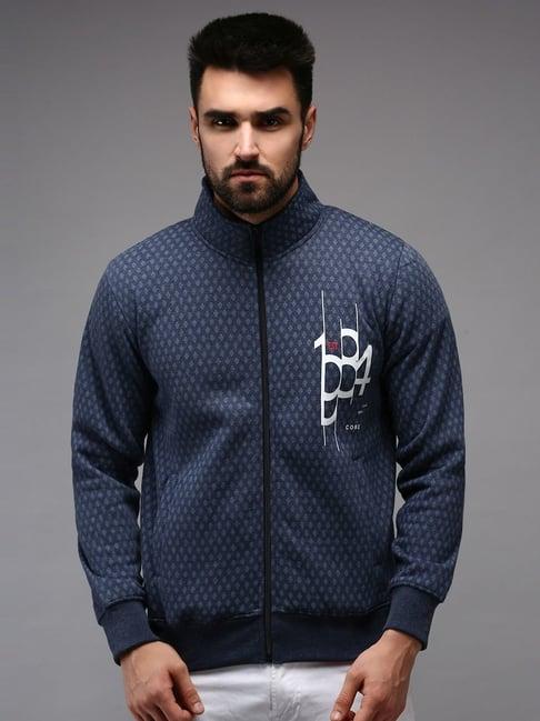 showoff navy blue cotton regular fit printed sweatshirt