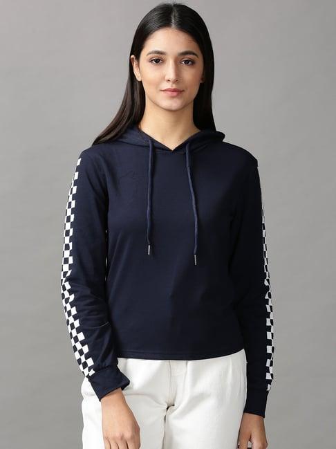 showoff navy cotton hoodie