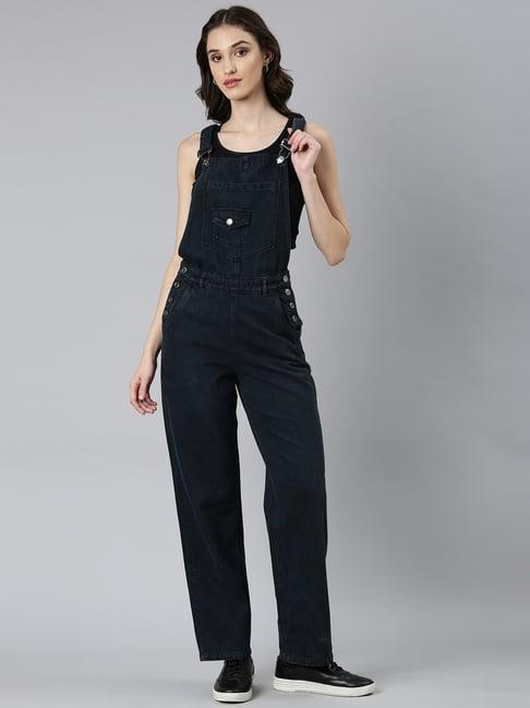 showoff navy denim maxi dungaree