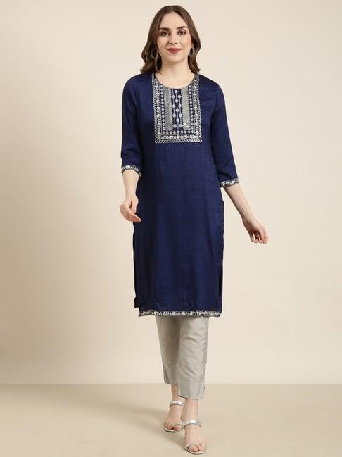 showoff navy embellished kurta