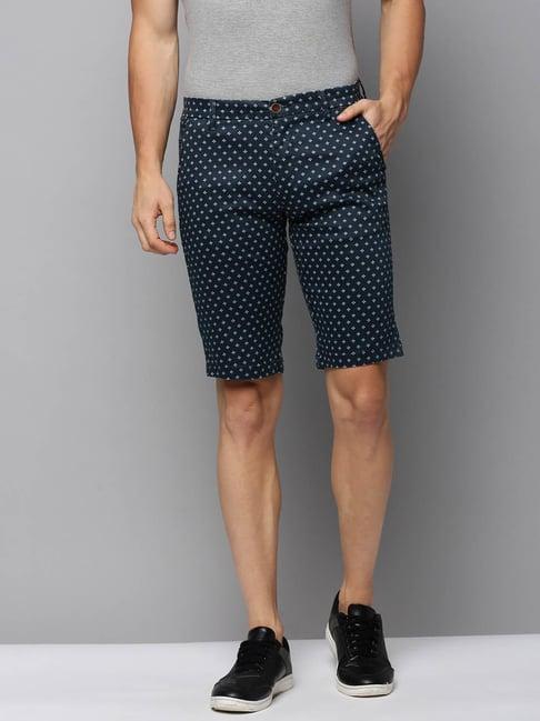 showoff navy regular fit printed shorts