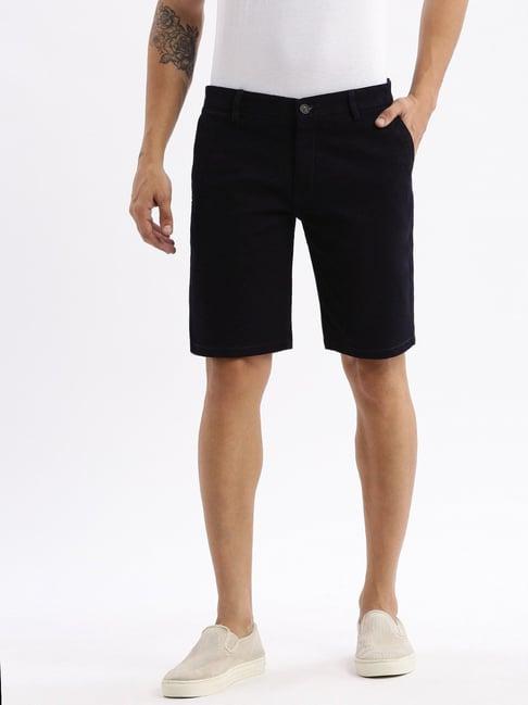 showoff navy slim fit printed shorts