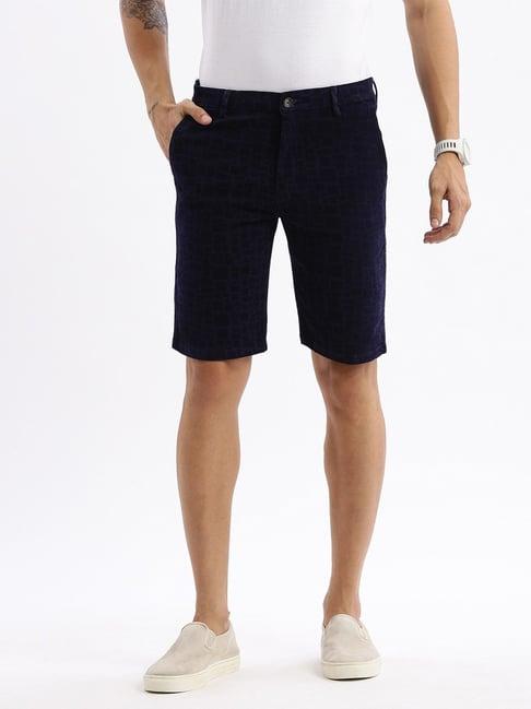 showoff navy slim fit printed shorts