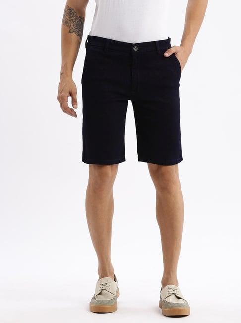 showoff navy slim fit printed shorts