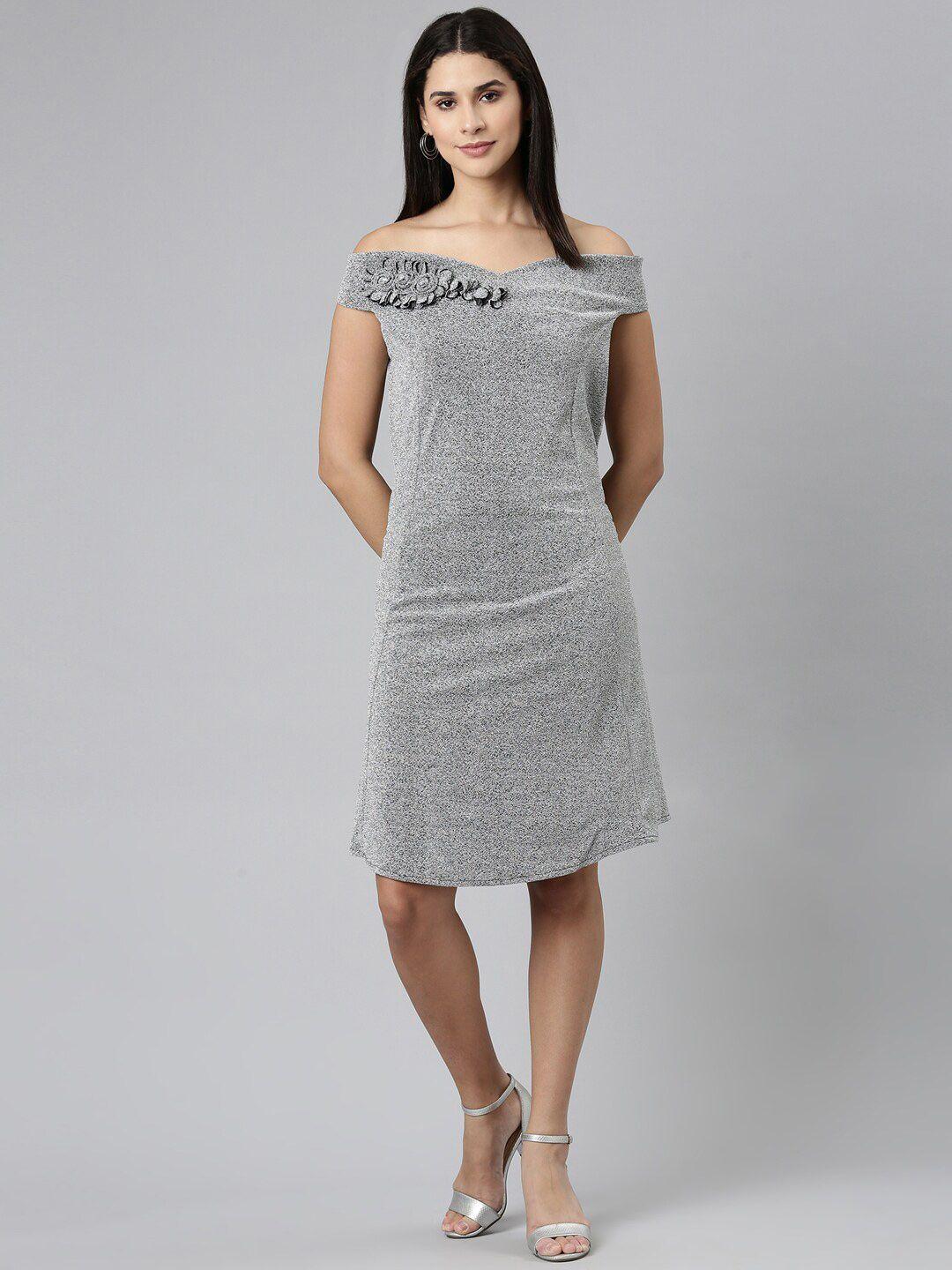 showoff off-shoulder casual sheath mini dress