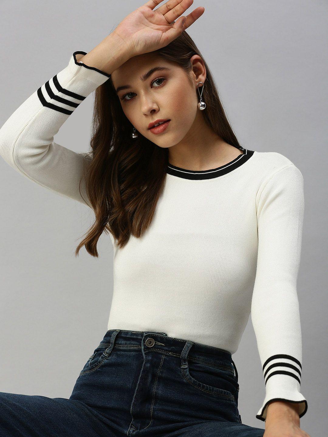 showoff off white & black fitted top